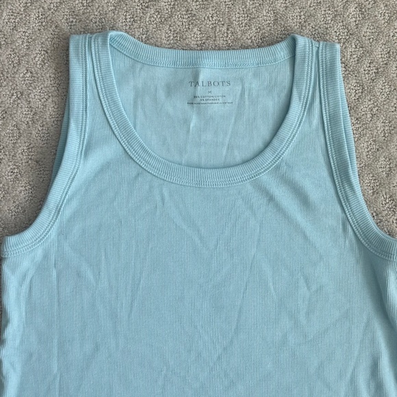Talbots Ribbed Tank Top Blue Ice Size M NWT Wardrobe Staple Summer Classic Soft - Picture 3 of 11